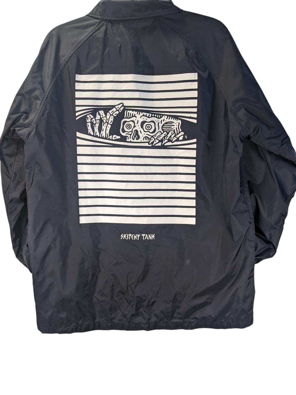 Black Men's Skeleton Graphic Windbreaker Jacket Size L